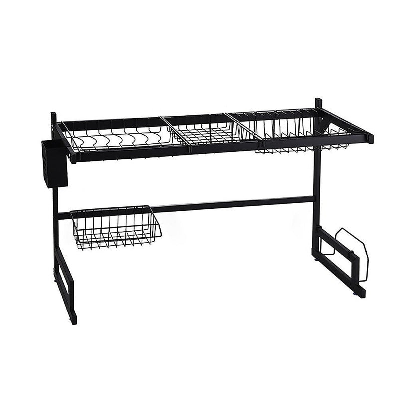 85cm Dish Drying Rack Drainer Over Sink Steel Cup Cutlery Organizer 2 Tier Payday Deals