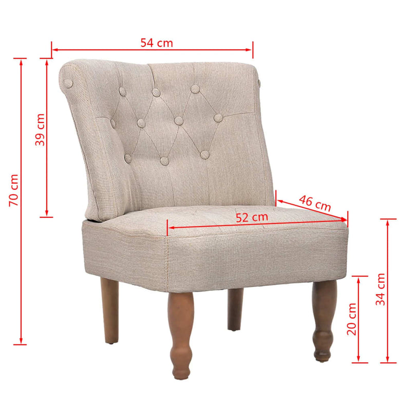 French Chairs 2 pcs Cream Fabric - Payday Deals