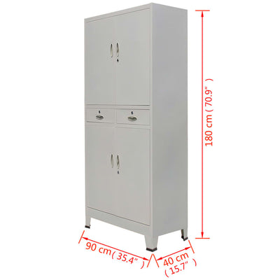 Office Cabinet with 4 Doors Steel 90x40x180 cm Grey