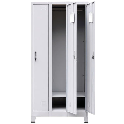 Locker Cabinet with 3 Compartments Steel 90x45x180 cm Grey
