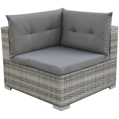 10 Piece Garden Lounge Set with Cushions Poly Rattan Grey