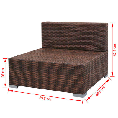 7 Piece Garden Lounge Set with Canopy Poly Rattan Brown