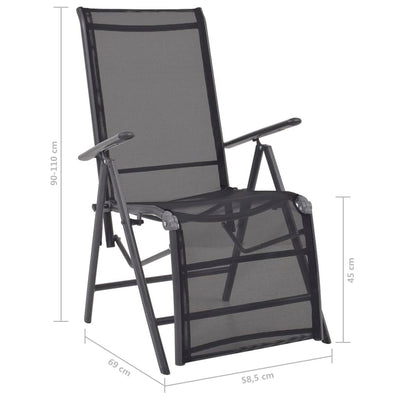 Reclining Deck Chair Aluminium and Textilene Black