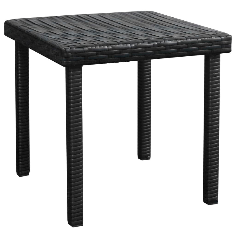 Sun Lounger with Cushion & Table Poly Rattan Black