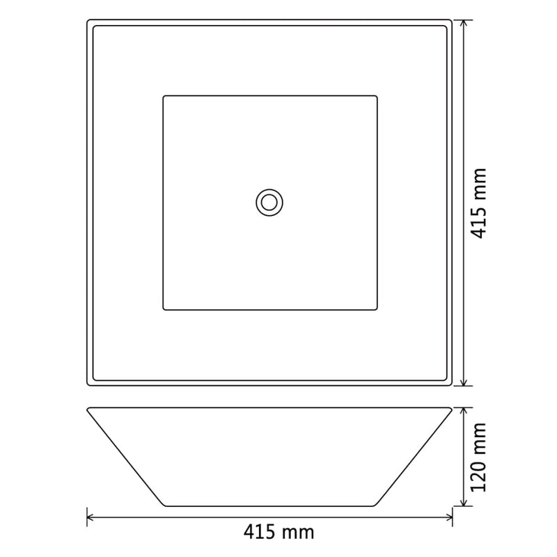Basin Square Ceramic White 41.5x41.5x12 cm