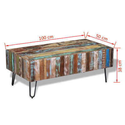 Coffee Table Solid Reclaimed Wood 100x50x38 cm - Payday Deals