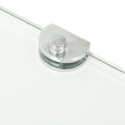 Corner Shelf with Chrome Supports Glass Clear 25x25 cm - Payday Deals