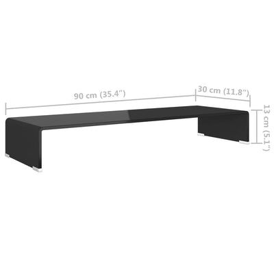 TV Stand/Monitor Riser Glass Black 90x30x13 cm - Payday Deals