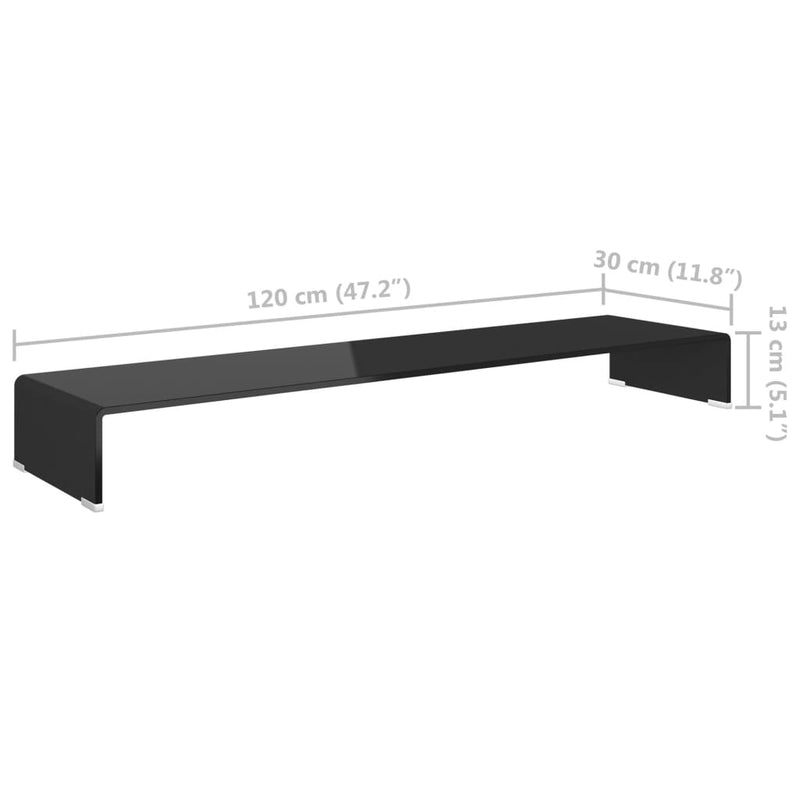 TV Stand/Monitor Riser Glass Black 120x30x13 cm