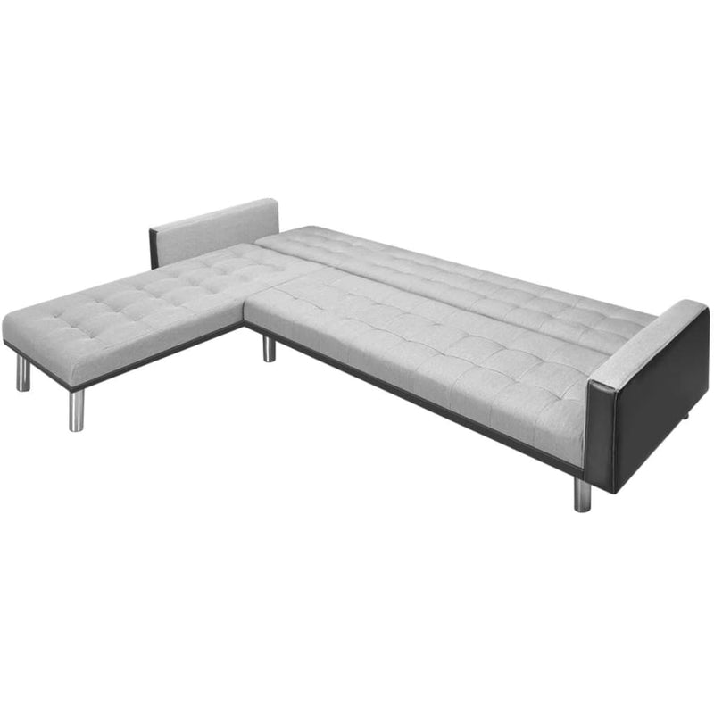 Corner Sofa Bed Fabric 218x155x69 cm Black and Grey - Payday Deals