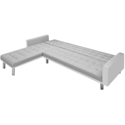 Corner Sofa Bed Fabric  218x155x69 cm White and Grey - Payday Deals