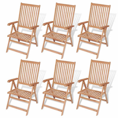 7 Piece Outdoor Dining Set with Folding Chairs Solid Teak Wood