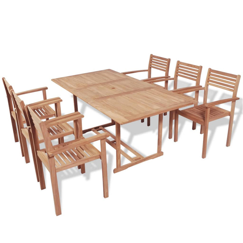 7 Piece Outdoor Dining Set Solid Teak Wood