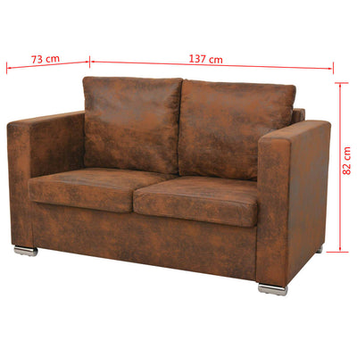 2-Seater Sofa 137x73x82 cm Artificial Suede Leather - Payday Deals