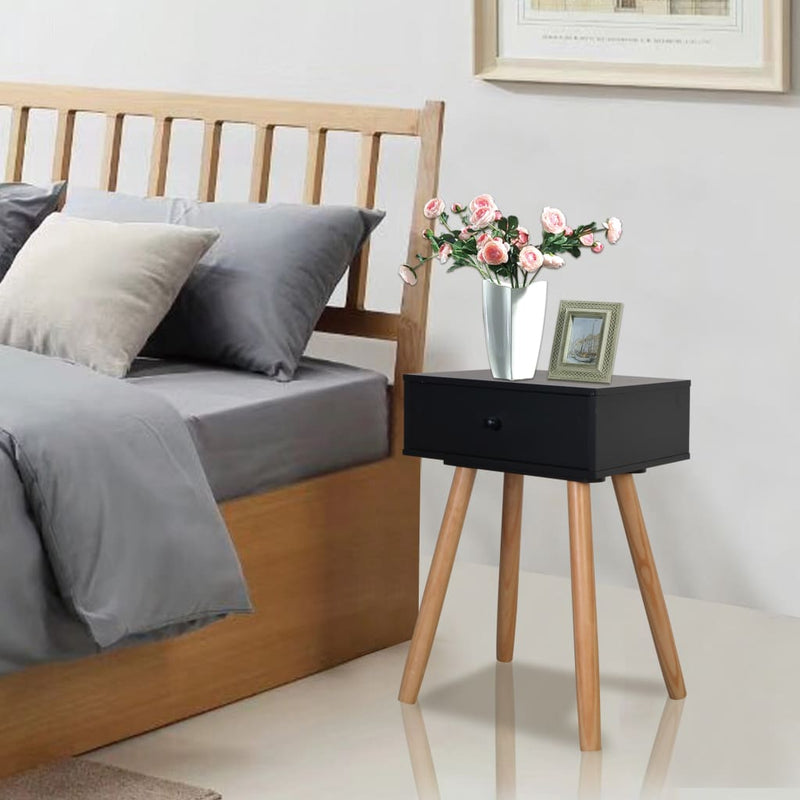 Bedside Tables 2 pcs Solid Pinewood 40x30x61 cm Black - Payday Deals