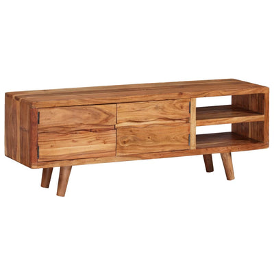 TV Cabinet Solid Acacia Wood with Carved Doors 117x30x40 cm