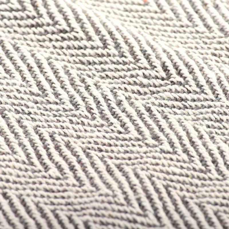 Throw Cotton Herringbone 220x250 cm Grey