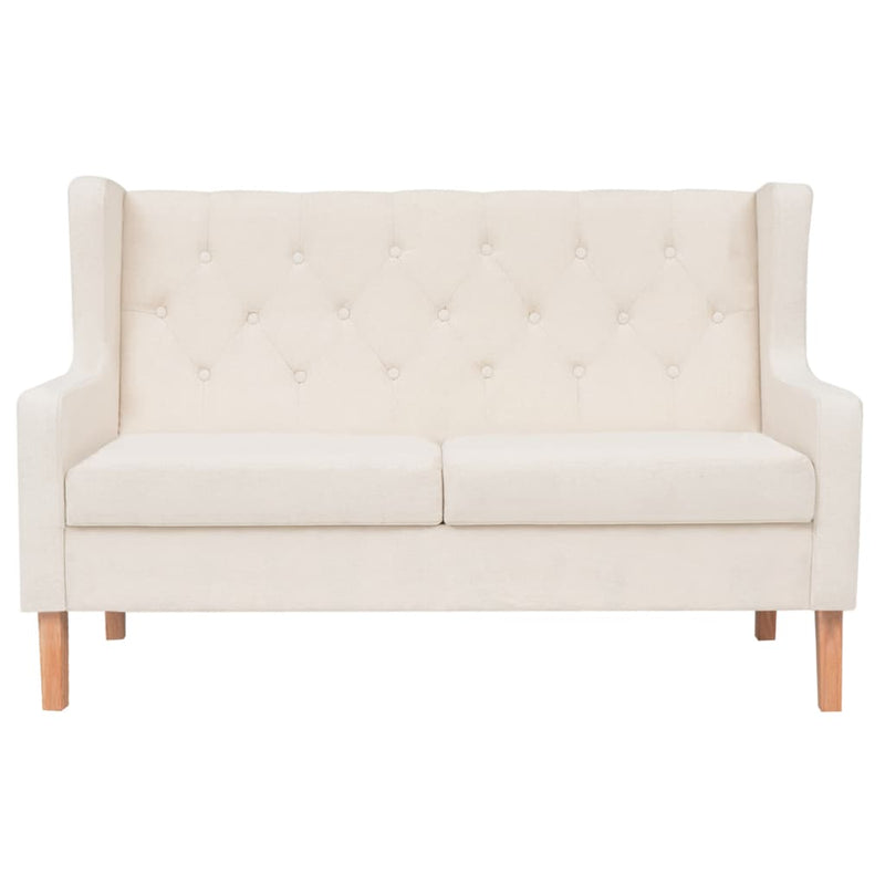 2-Seater Sofa Fabric Cream White