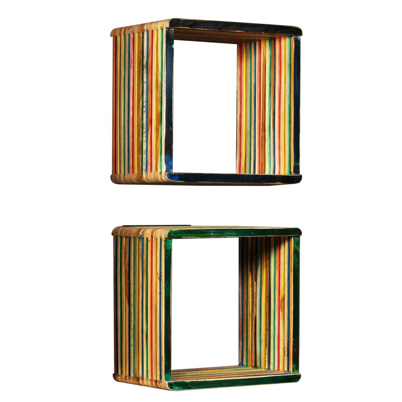 Wall Shelf Set 3 pcs Multicolour Solid Reclaimed Teak