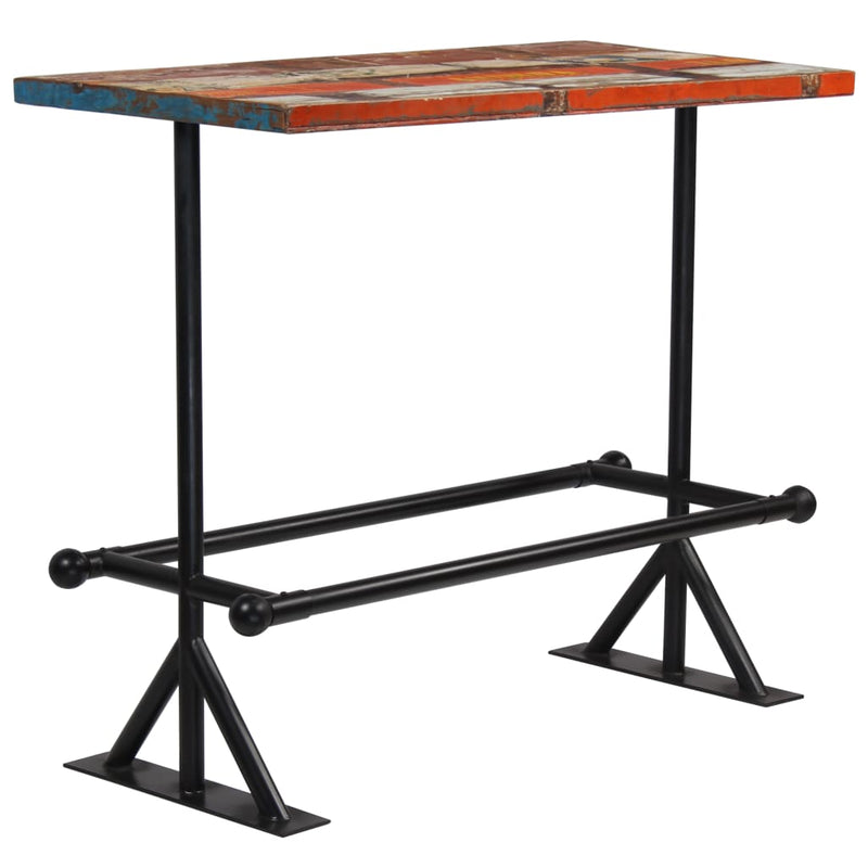 Bar Table Solid Reclaimed Wood Multicolour 120x60x107 cm
