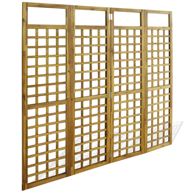 4-Panel Room Divider / Trellis Solid Acacia Wood 160x170 cm