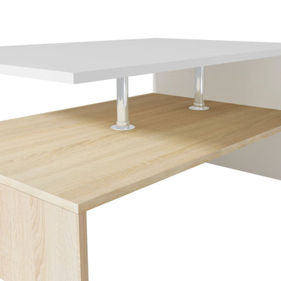 Coffee Table Engineered Wood 90x59x42 cm Oak and White