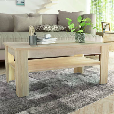 Coffee Table Engineered Wood 110x65x48 cm Oak