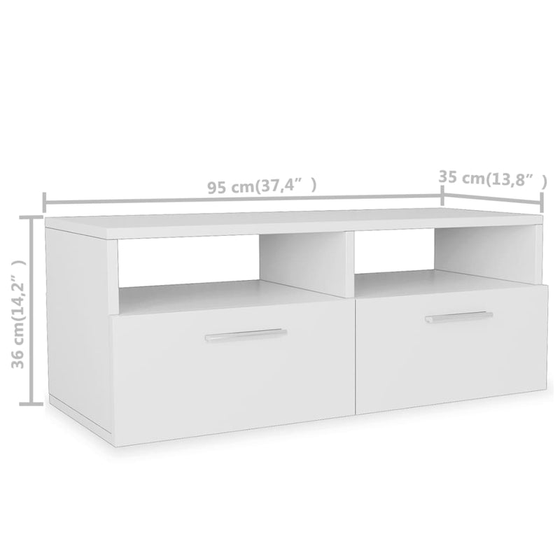 TV Cabinet Chipboard 95x35x36 cm White - Payday Deals