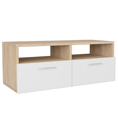 TV Cabinet Chipboard 95x35x36 cm Oak and White - Payday Deals