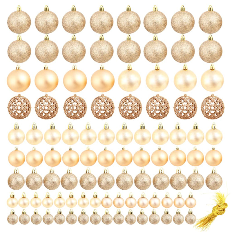 100 Piece Christmas Ball Set 3/4/6 cm Rose/Gold