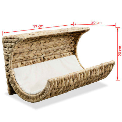Cat Bed with Cushion Water Hyacinth 37x20x20 cm