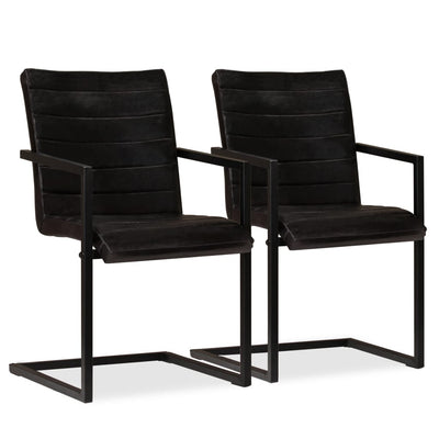 Dining Chairs 2 pcs Anthracite Real Leather