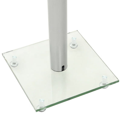 Speaker Stands 2 pcs Tempered Glass 1 Pillar Design Silver