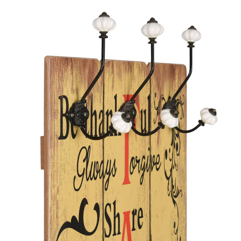 Wall-mounted Coat Rack with 6 Hooks 120x40 cm FAMILY