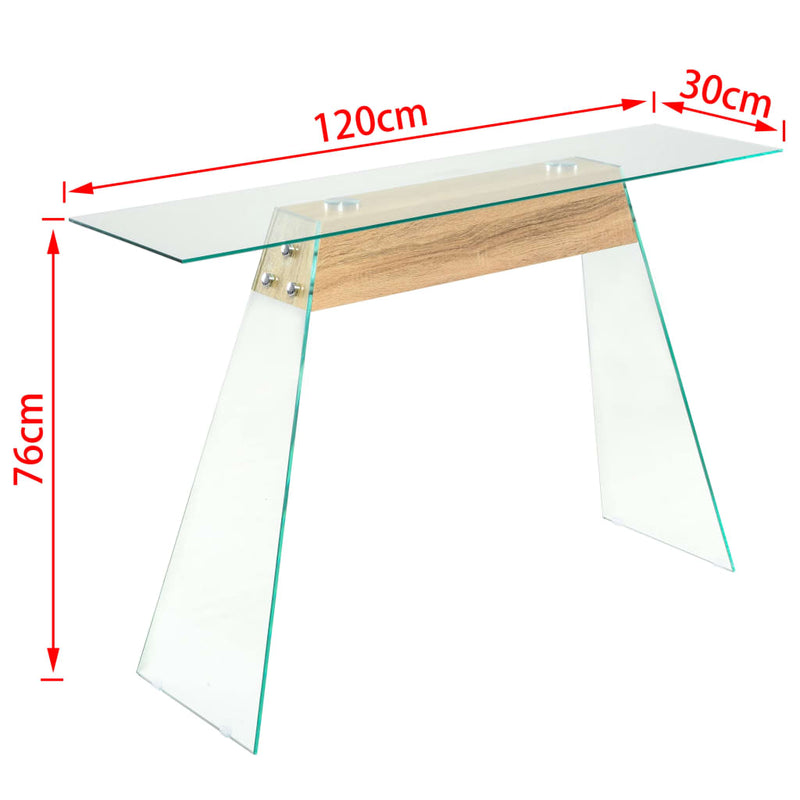 Console Table MDF and Glass 120x30x76 cm Oak Colour