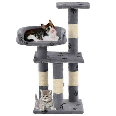 Cat Tree with Sisal Scratching Posts 65 cm Paw Prints Grey