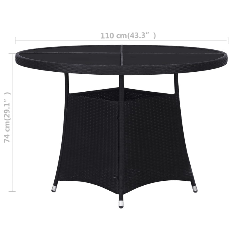 Garden Table Black 110x74 cm Poly Rattan