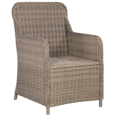 3 Piece Bistro Set with Cushions Poly Rattan Brown