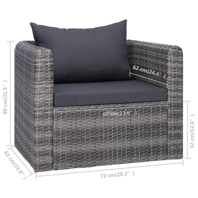 Garden Chair with Cushion and Pillow Poly Rattan Grey