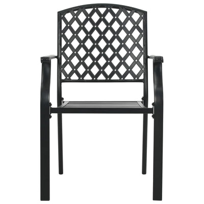 Stackable Outdoor Chairs 2 pcs Steel Black