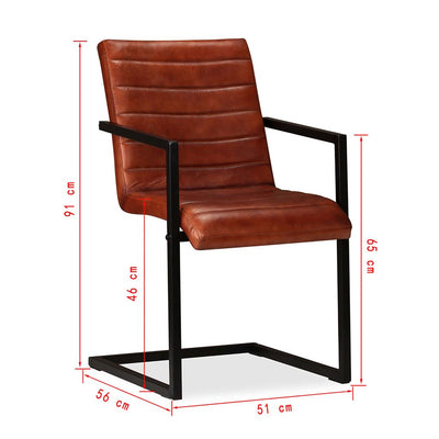 Dining Chairs 4 pcs Brown Real Leather
