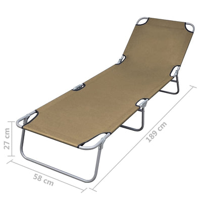 Foldable Sunlounger with Adjustable Backrest Taupe