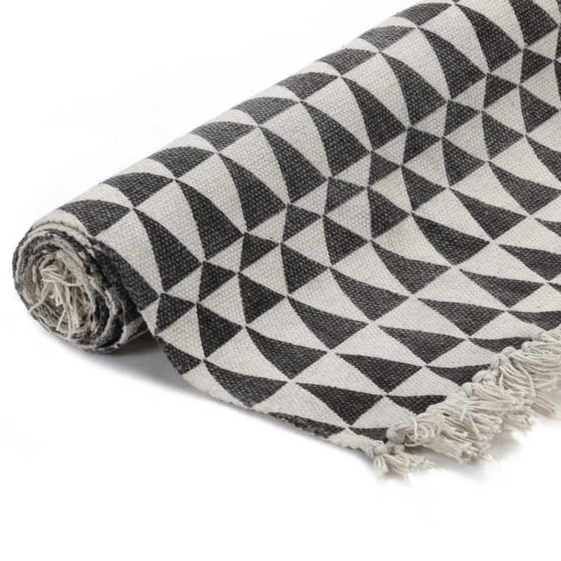 Kilim Rug Cotton 160x230 cm with Pattern Black/White