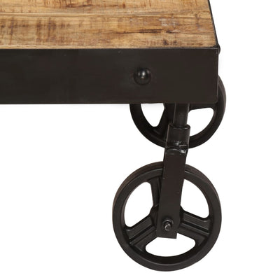 Coffee Table with Wheels Solid Mango Wood 100x60x26 cm