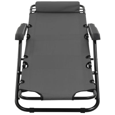 Folding Sun Loungers 2 pcs with Footrests Steel Grey