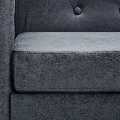 2-Seater Chesterfield Sofa Artificial Suede Leather Grey