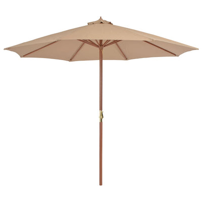 Outdoor Parasol with Wooden Pole 300 cm Taupe