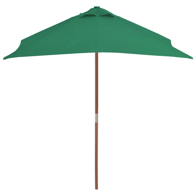 Outdoor Parasol with Wooden Pole 150x200 cm Green