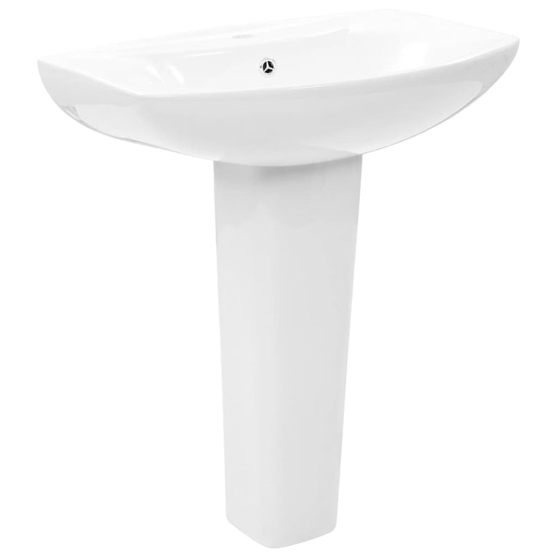 Freestanding Basin with Pedestal Ceramic White 650x520x200 mm