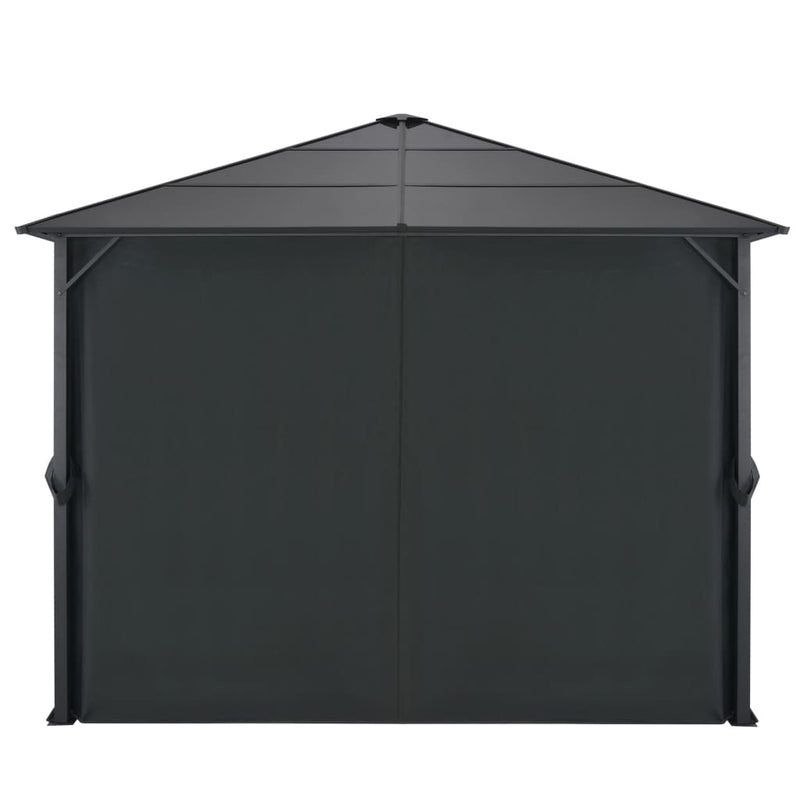 Gazebo with Curtain Aluminium 3x3 m Black